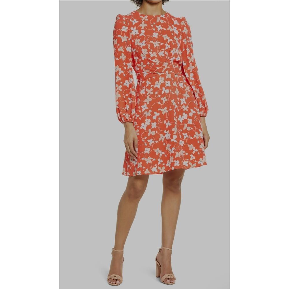 Eliza J Floral Long Sleeve Crepe Knee Dress – Size 4 – Excellent Condition